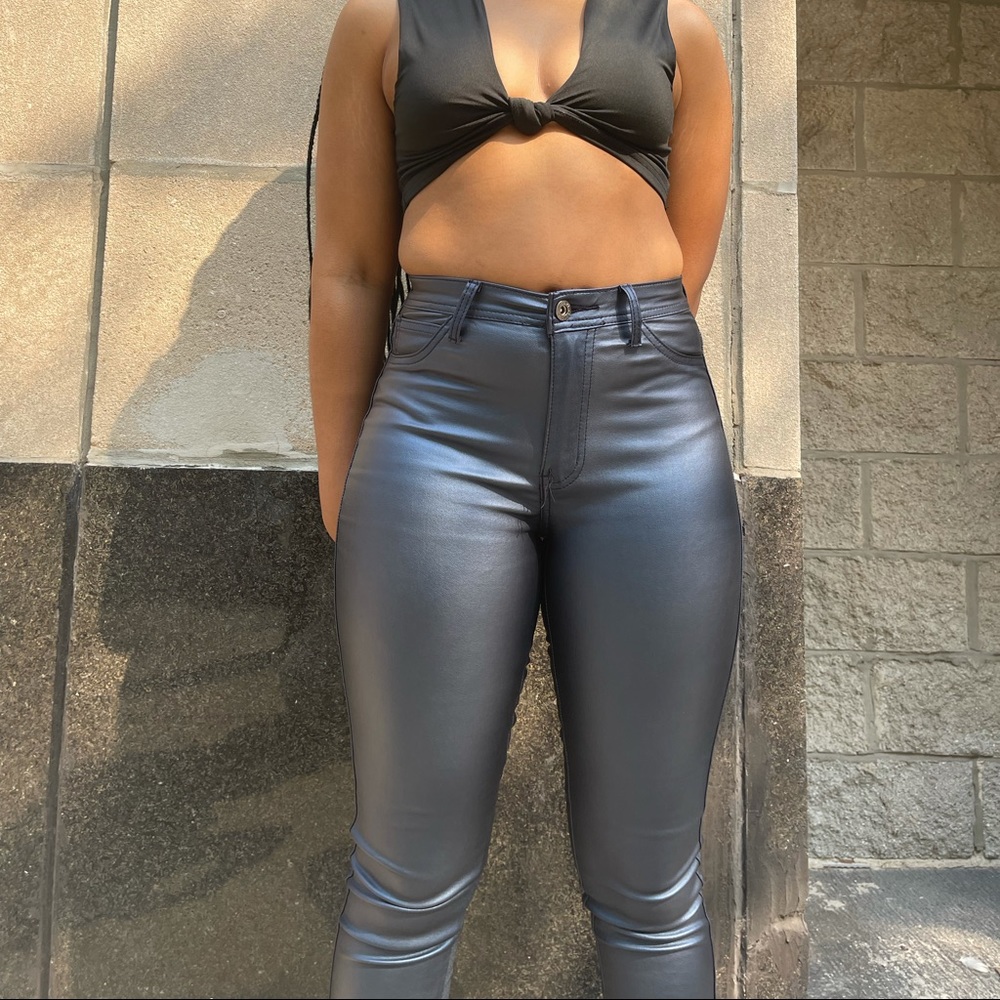 Metallic Blue Pants - Picture 3 of 4